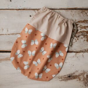 Woreczek do przedszkola bawełniany na rzeczy zamienne i buciki motyl dynia natural