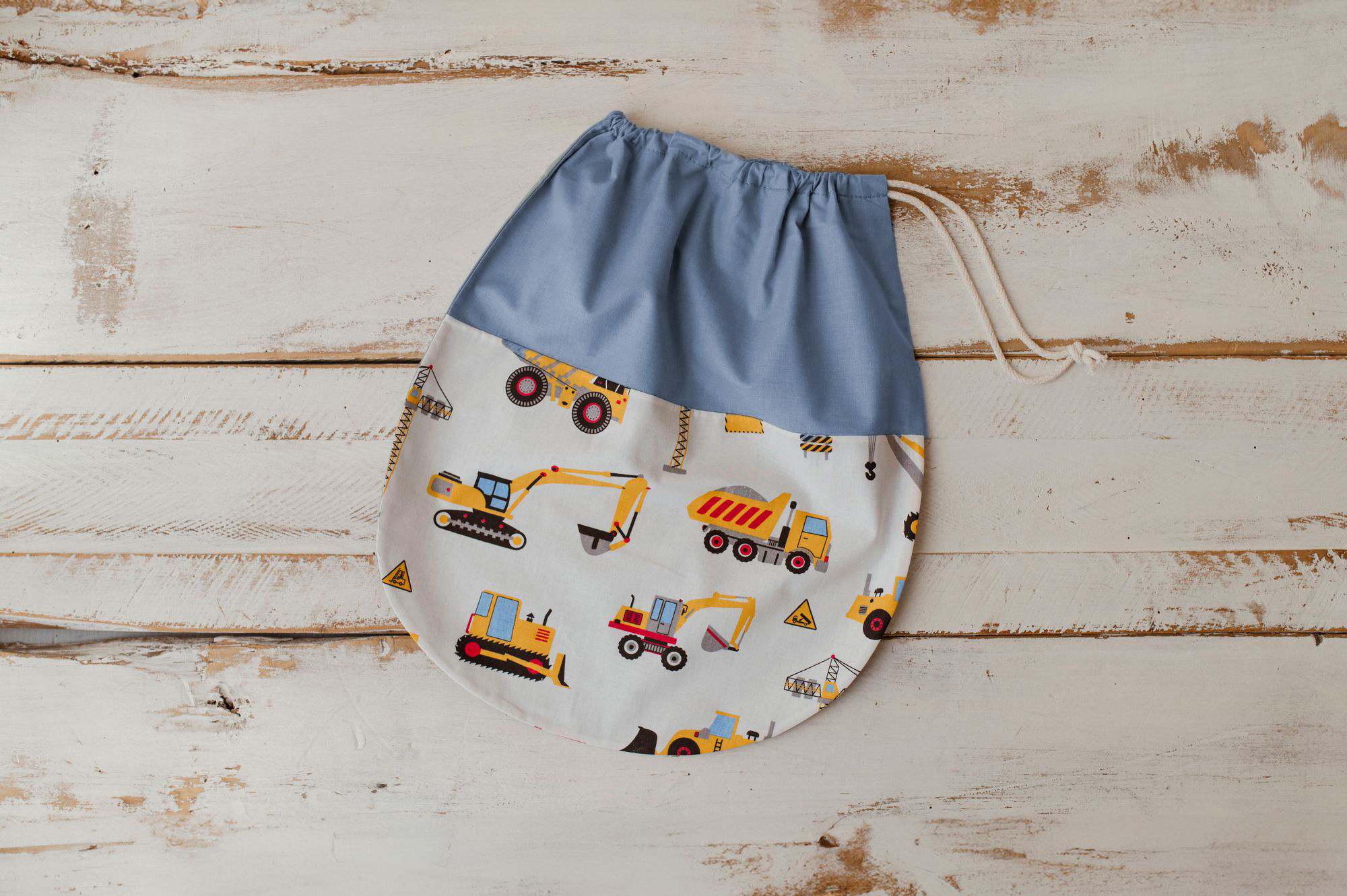 Worek na buty 40×40 do przedszkola dla chłopca koparki