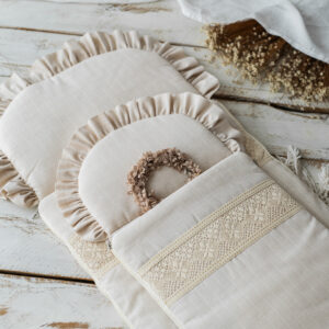 Śpiworek niemowlęcy lniana kratka 40×75cm ,  jedwab naturalny