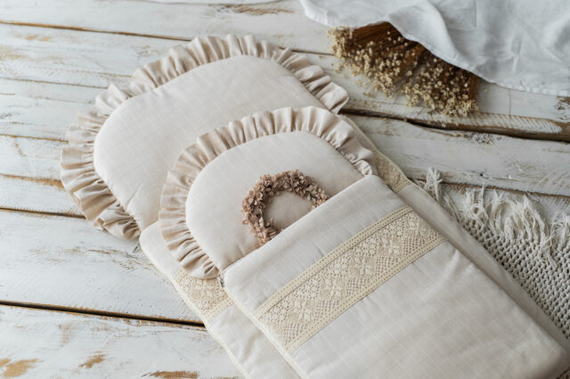 Śpiworek niemowlęcy lniana kratka 40×75cm ,  jedwab naturalny