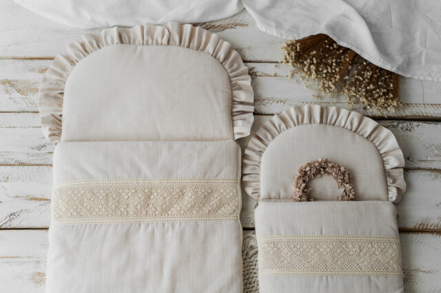 Śpiworek niemowlęcy lniana kratka 40×75cm ,  jedwab naturalny