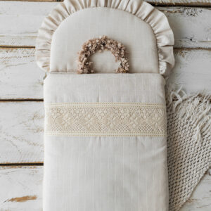 Śpiworek niemowlęcy lniana kratka 40×75cm ,  jedwab naturalny