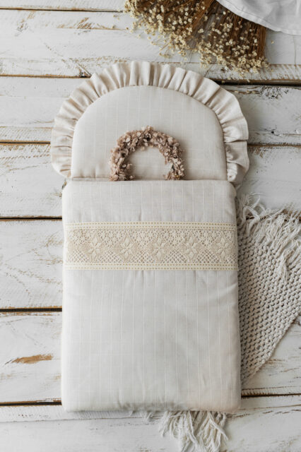 Śpiworek niemowlęcy lniana kratka 40×75cm ,  jedwab naturalny