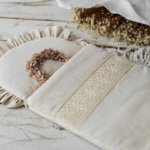 Śpiworek niemowlęcy lniana kratka 40×75cm ,  jedwab naturalny