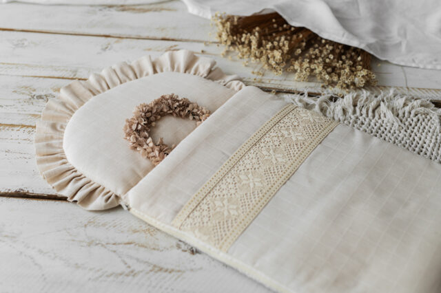 Śpiworek niemowlęcy lniana kratka 40×75cm ,  jedwab naturalny