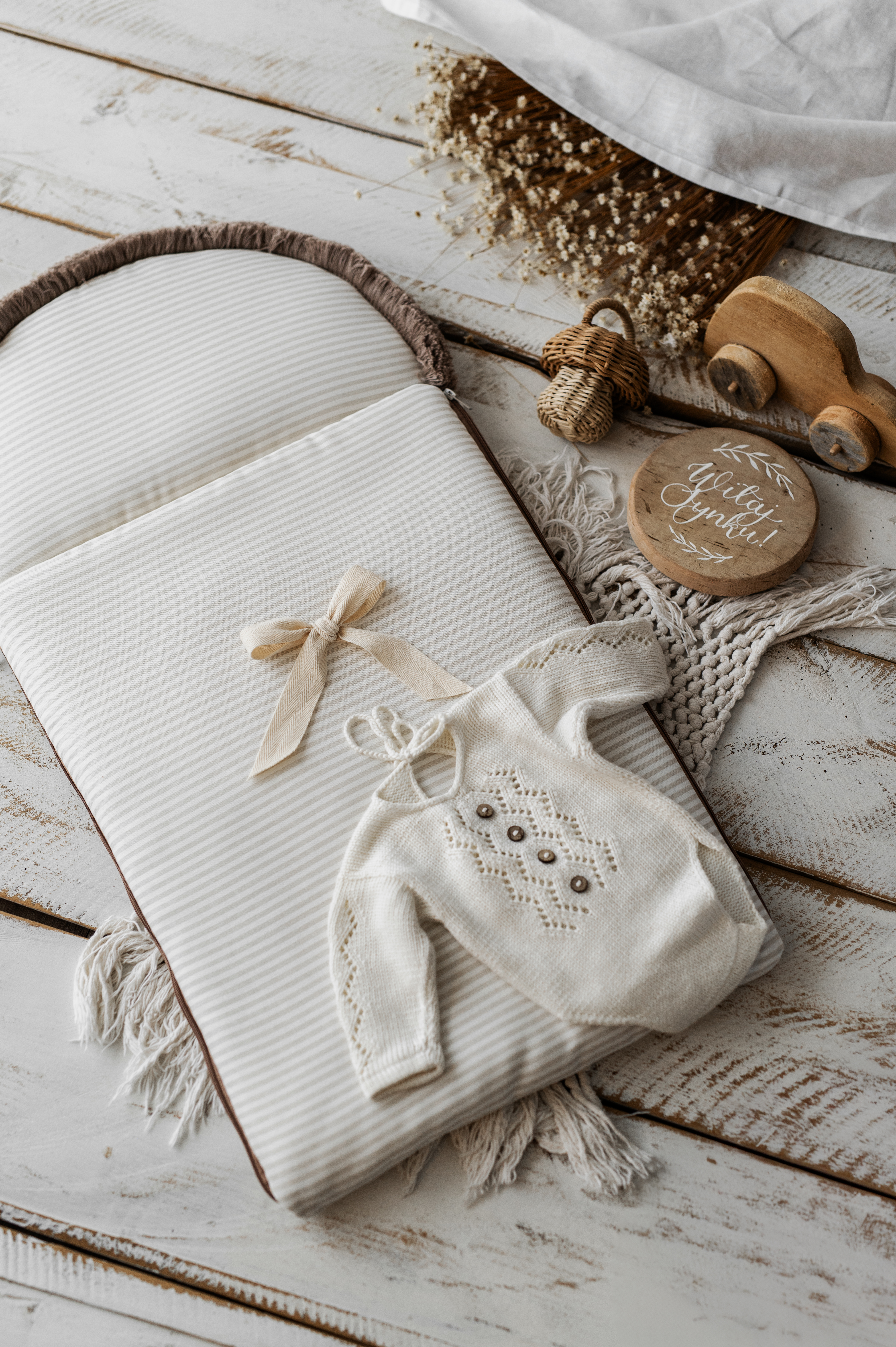 Śpiworek niemowlęcy lniany w paski  50×100cm , 6-18 miesięcy