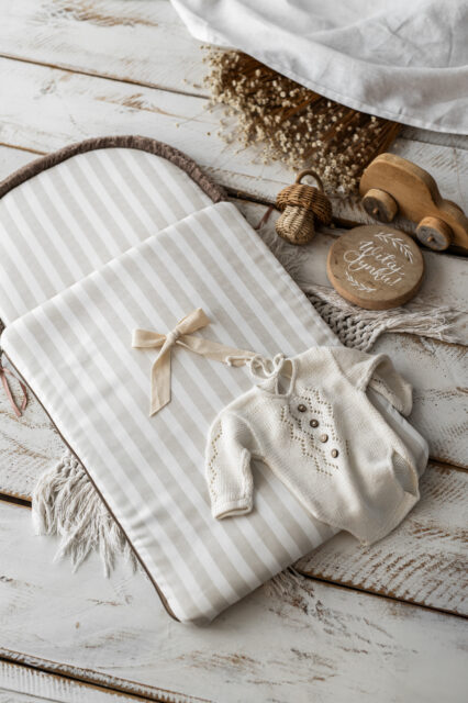 Śpiworek niemowlęcy lniany w paski  40×75cm , 0-6 miesięcy
