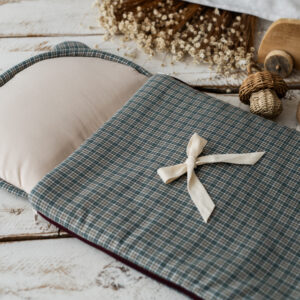 Śpiworek niemowlęcy miś kratka zielona sosnowa   40×75cm , 0-6 miesięcy