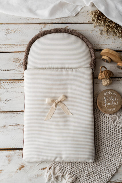 Śpiworek niemowlęcy lniany w paski  40×75cm , 0-6 miesięcy