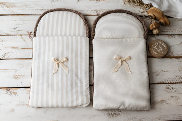 Śpiworek niemowlęcy lniany w paski  40×75cm , 0-6 miesięcy