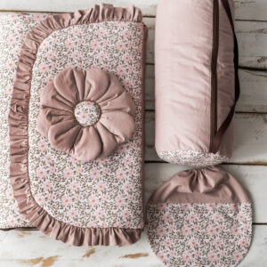 Śpiworek do przedszkola z falbanką 140×75cm różowe kwiaty