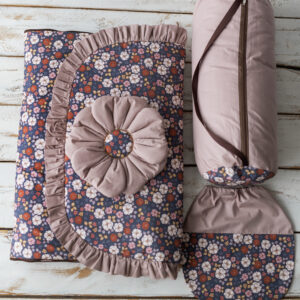 Śpiworek do przedszkola z falbanką 140×75cm jesienne kwiaty