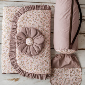 Śpiworek do przedszkola z falbanką 140×75cm różowe konwalie