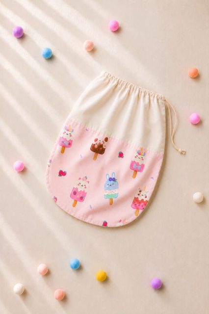 Worek na buty do przedszkola różowy Słodkie Lody – 40×40 cm