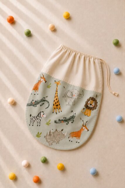 Worek na buty do przedszkola Safari – 40×40 cm