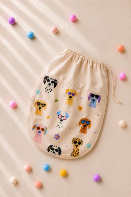 Worek do przedszkola na buty Pieski – 40×40 cm
